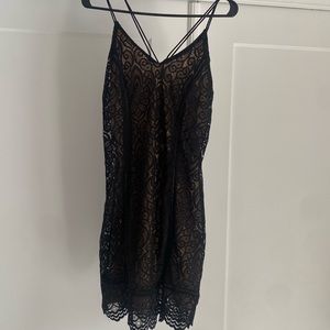 Black lace with nude lining mini with straps